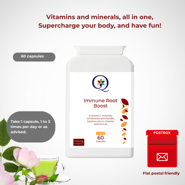 QW Immune Root Boost |Lactobacillus Nutritional Blend with Vitamins, vitamin B6, vitamin D3 | Minerals, Zinc, Selenium | Botanical Extracts & Reishi | 60 Capsules | Manufactured in UK | Vegan Friendly - QuantumWay