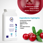 QW ZinCran Wellness | 90 High Strength Zinc (2.5mg) D Mannose (900mg) Capsules | D-Mannose Zinc Supplement with Cranberry Extract, Bamboo Leaf, Lactobacillus Acidophilus & More | Manufactued in UK - QuantumWay 