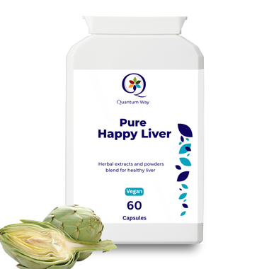 Pure Happy Liver | 85.8mg Choline Supplement with Biotin, Aged Black Garlic, Artichoke, Turmeric, N-Acetyl L-Cysteine & More | Vegan Friendly Liver Supplements Made in the UK - QuantumWay 